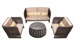 Lombardi Outdoor Sofa Set 2 Seater , 2 Single seater and 1 Center Table (Brown)