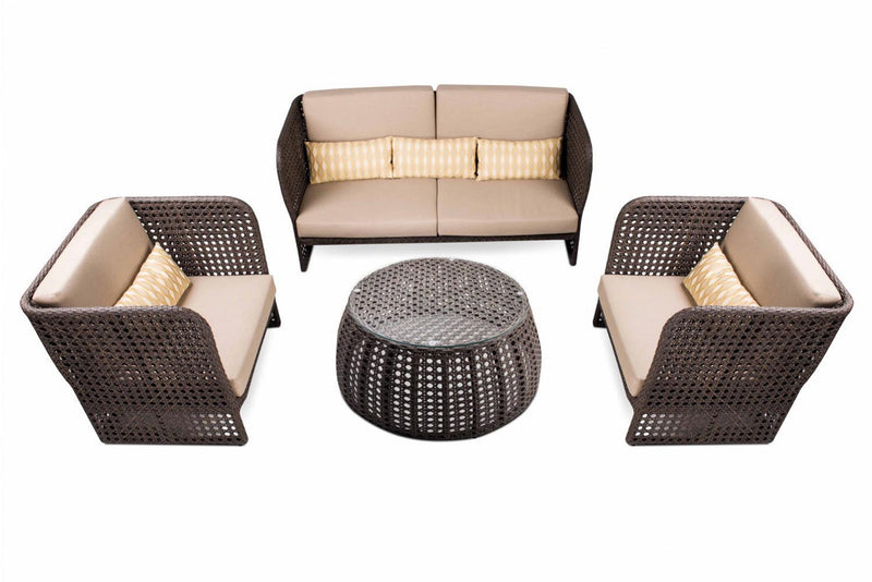 Lombardi Outdoor Sofa Set 2 Seater , 2 Single seater and 1 Center Table (Brown)