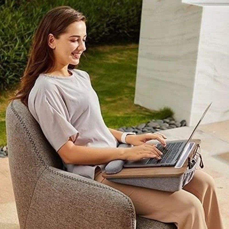 Multipurpose Laptop Lap Desk with wrist pad and storage