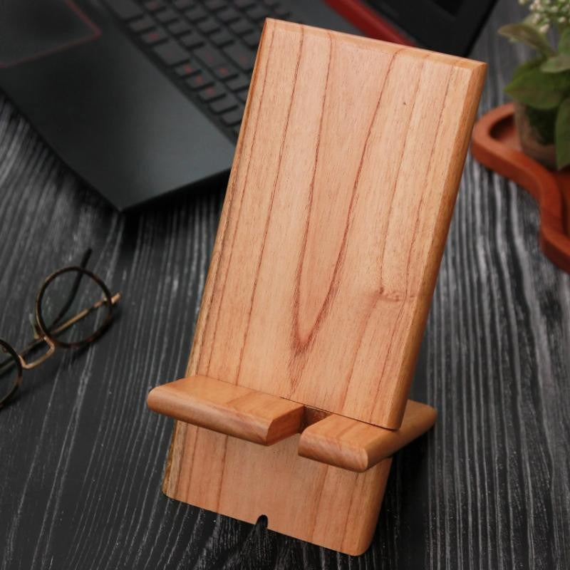 Woodensure Personalized Logo Engraved Wooden Mobile Phone Stand for Employees, Clients & Corporate Gifts