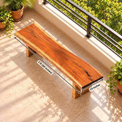 Natural Edge Solid Wood Bench, Handmade 5 Ft Wooden Seating Bench with Solid Wood Legs, Compact Entryway & Hallway Bench, Bedroom and Balcony Seating, Custom Made Furniture
