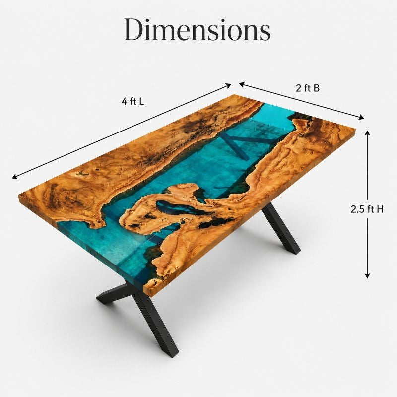 TealCanyon Live Edge Epoxy Resin River Dining Table