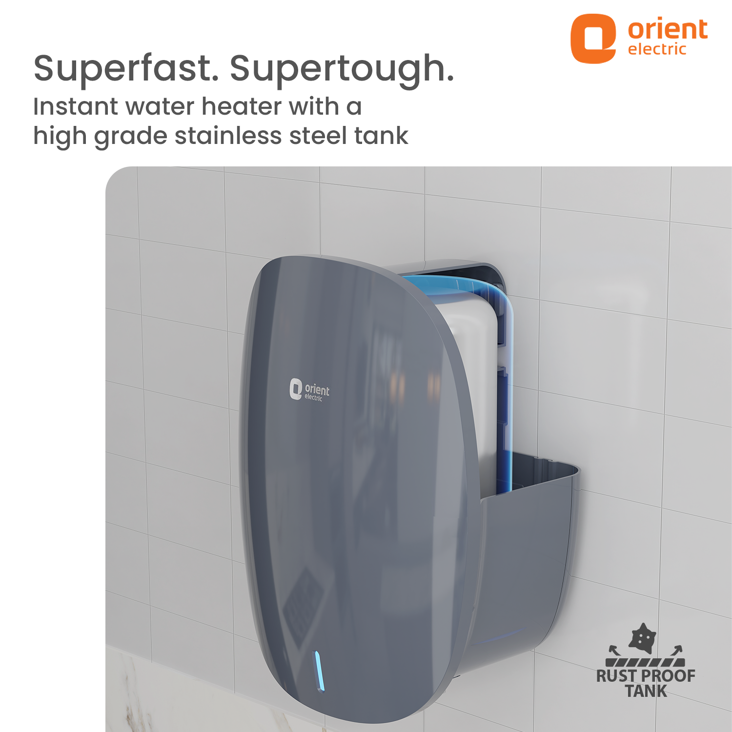Instaflo Neo 3L Instant Water Heater (Geyser) | Shockproof | 6 years tank warranty | Gloss Finish Midnight Grey