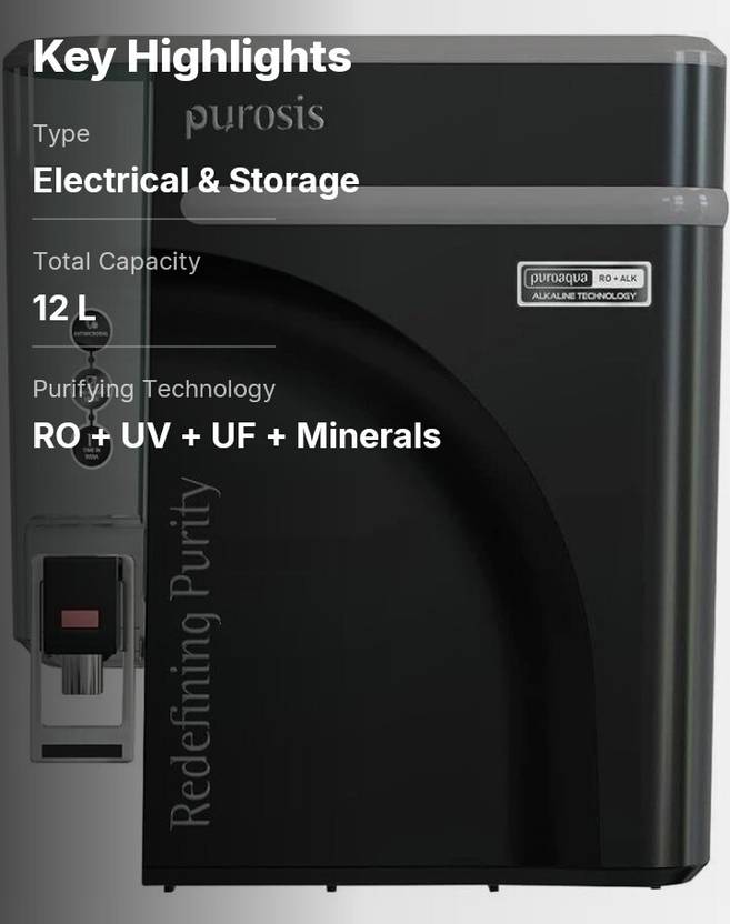 Purosis CW-4000WP 10 L RO + UV + UF + Copper + Alkaline + Minerals Water Purifier