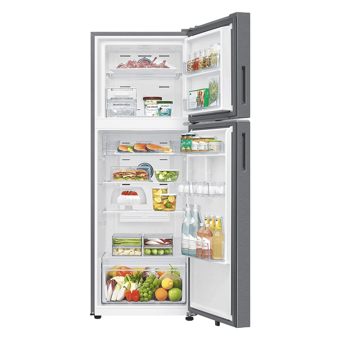 SAMSUNG 330 Litres 2 Star Frost Free Double Door Smart Wifi Enabled Refrigerator with Bespoke AI (RT34DG5A2BSLHL, EZ Clean Steel)