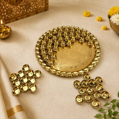 Brass Chappan Bhog Thali With 56 Prasad Bowls Set (23 Inch)
