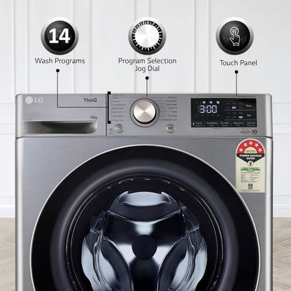 LG 10 kg 5 Star Fully Automatic Front Load Washing Machine (FHP1410Z7P.APSQEIL, Smart Diagnosis, Platinum Silver)