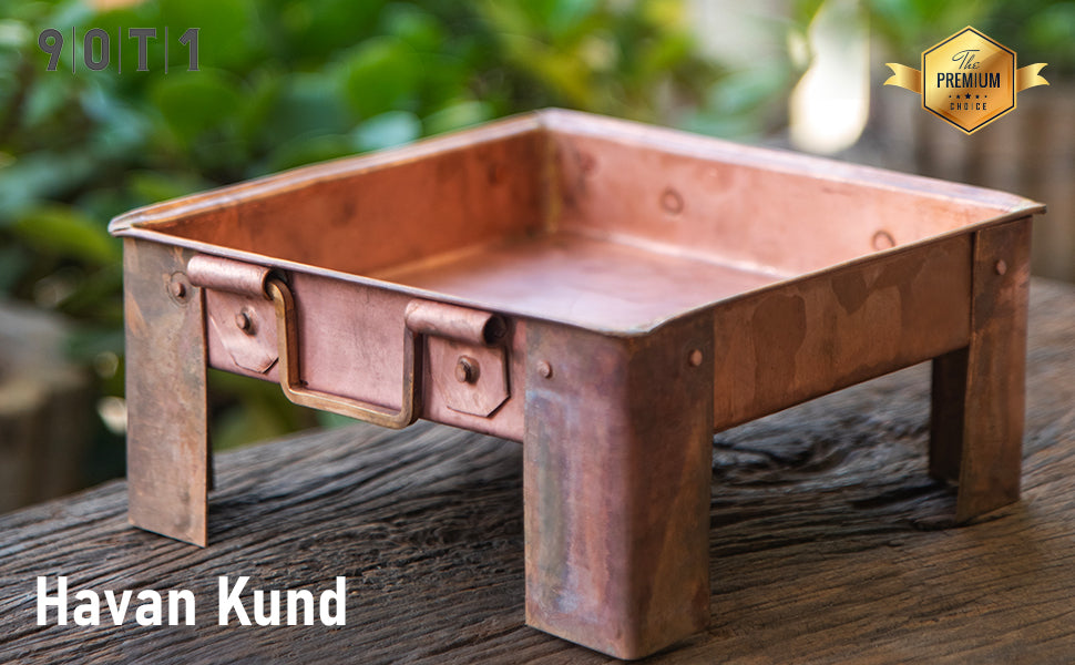 90T1 ALODIE - Havan Kund - Hawan Kund for Home Pure Copper Hawan Kund with Handle On Both Side for Yagya Havan Kund with Stand for Puja & Poojan Purpose Puja Havan Kund (6 Inches)