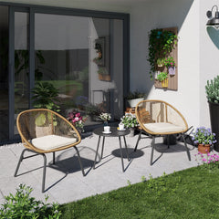 Pyros Outdoor Patio Seating Set 2 Chairs and 1 Table Set (Khaki)