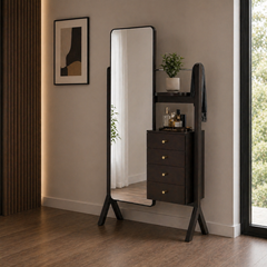 Elegant Wooden Dressing Table with Standing Mirror and Organizer