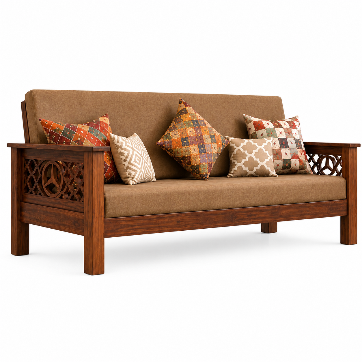 Elite Benz Handcrafted Solid Wood 3 Seater Sofa