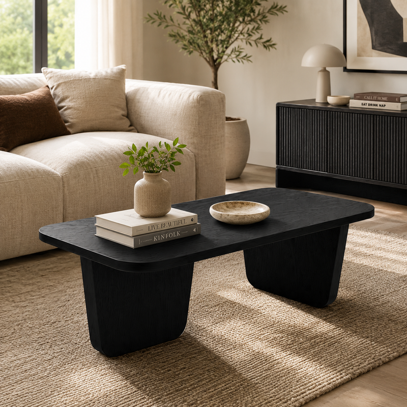 Premium Black Oak Finish Coffee Table
