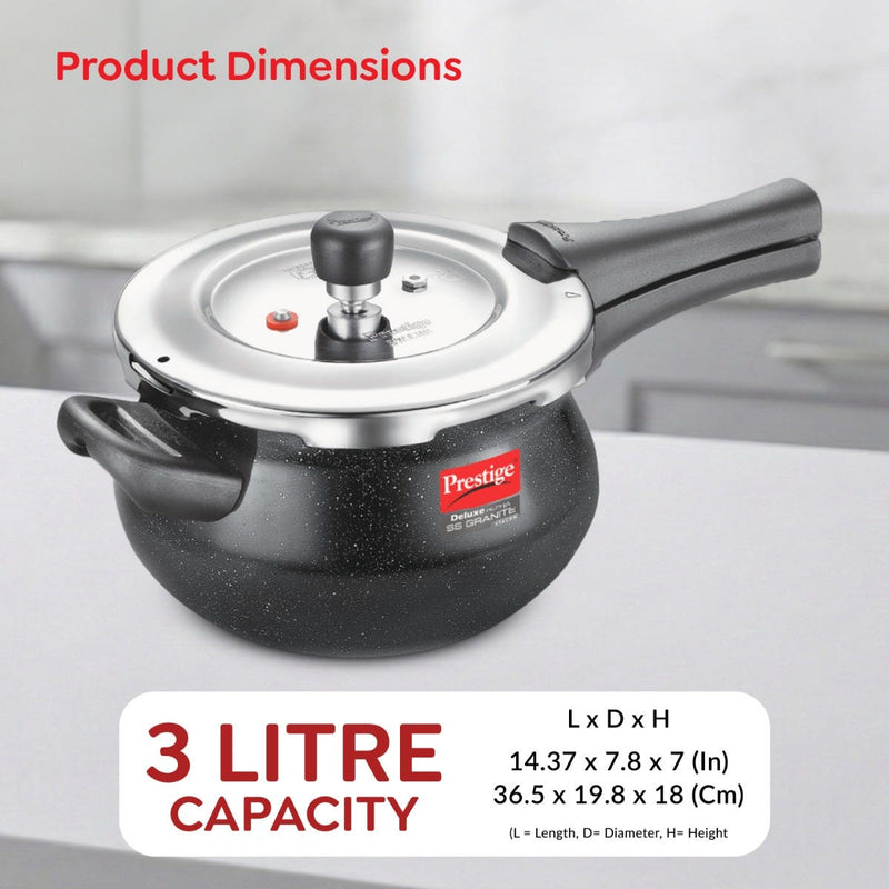 Prestige Deluxe Alpha Stainless Steel Pressure Cooker 3.0 L, Prestige Omega Deluxe Granite Non-stick Round Base Omni Tawa, 25 cm (Black)