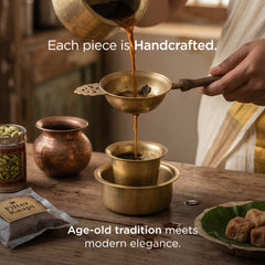 Handcrafted Brass and Wood Tea/Coffee Strainer (पीतल की चाय/कॉफ़ी छन्नी)