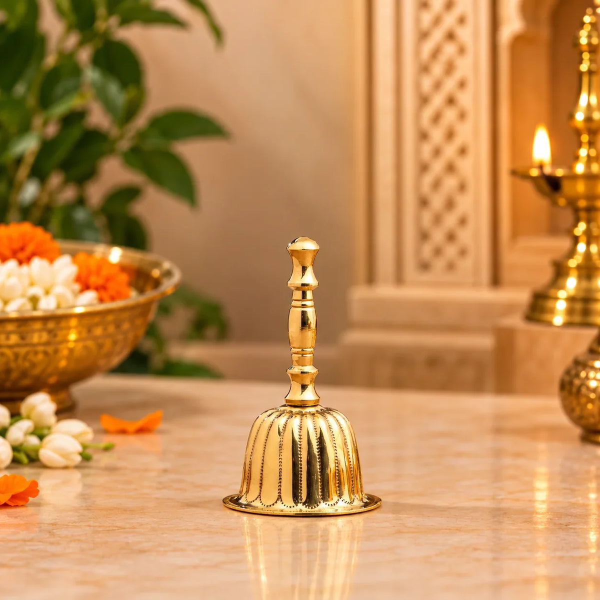 Brass Luxury Gift Hamper with Aarti Diya and Pooja Handbell