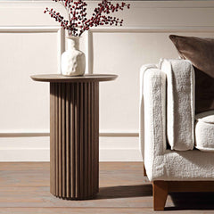 Velin Solid Wood Round Side Table