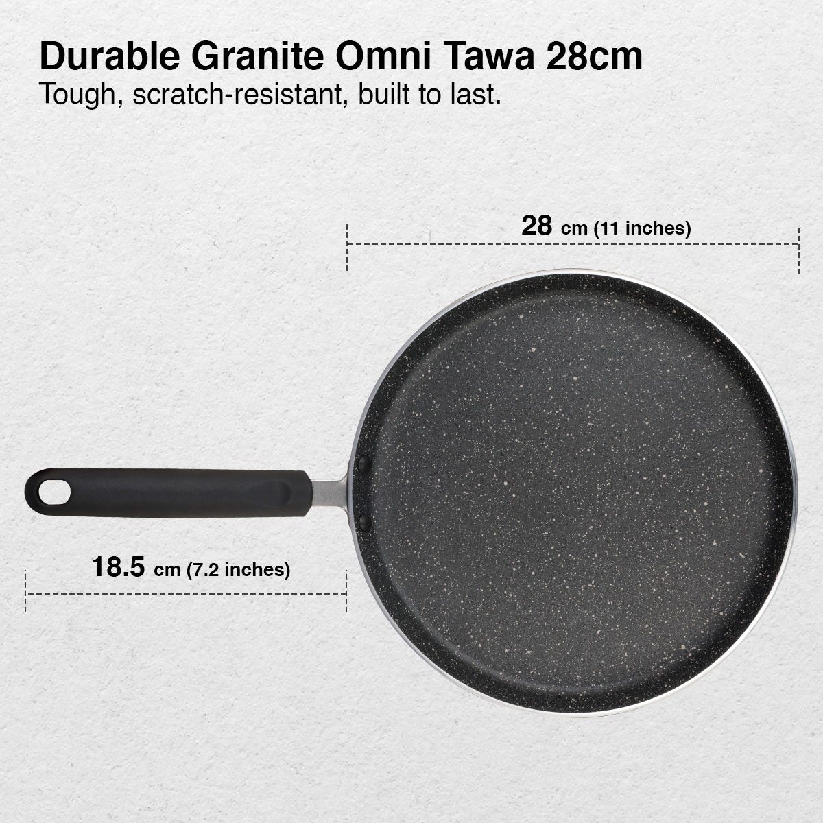 Prestige Deluxe Alpha Svachh Stainless Steel Spillage Control Pressure Cooker, 5.5 L (Silver), Prestige Omega Deluxe Granite Non-stick Round Base Omni Tawa, 28 cm (Black)