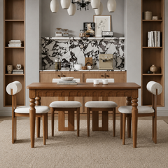 Premium Solid Wood 6 seater Dining Table with Turned Legs