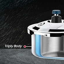 Ultra Triply Krono Pressure Cooker 5.5 Litre | Whistle Counter | Spillage Control | AISI 304 Food Grade Stainless Steel Cooker | 5 Years Warranty | 1.2 MM Lid Thickness | Induction Compatible