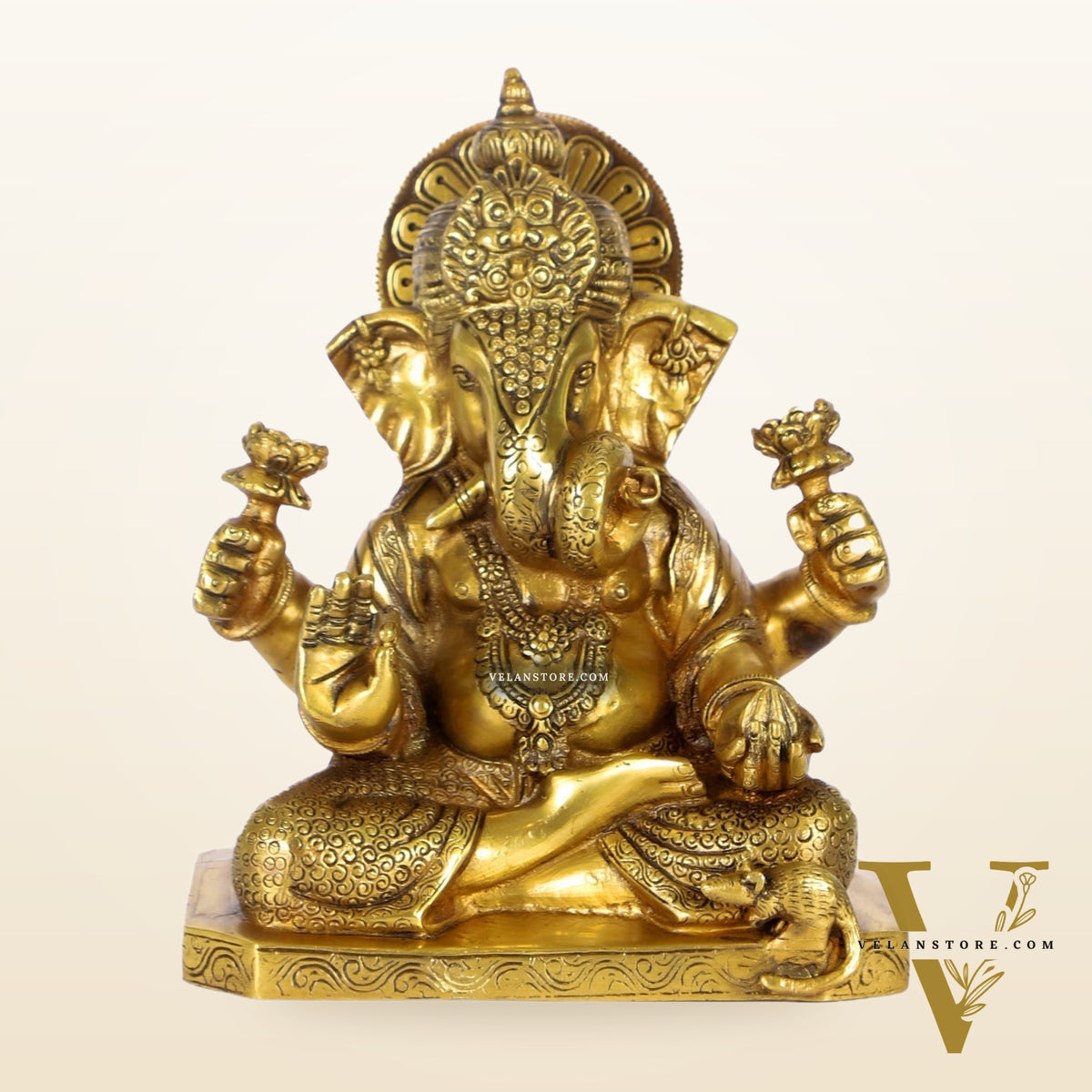 Dagdusheth Ganpati Brass Statue 9 inch