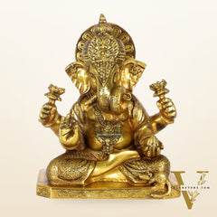 Dagdusheth Ganpati Brass Statue 9 inch