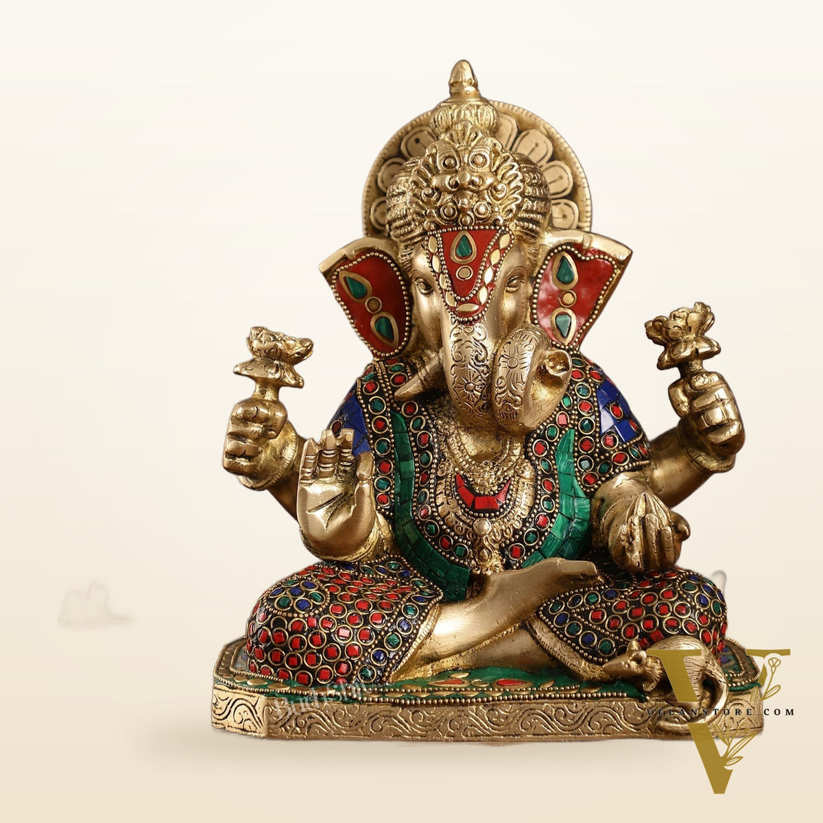 Dagdusheth Ganpati Brass Statue stonework