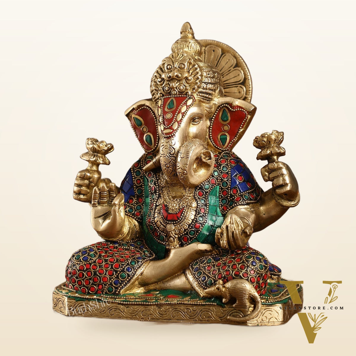 Dagdusheth Ganpati Brass Statue stonework