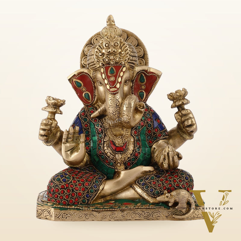 Dagdusheth Ganpati Brass Statue stonework