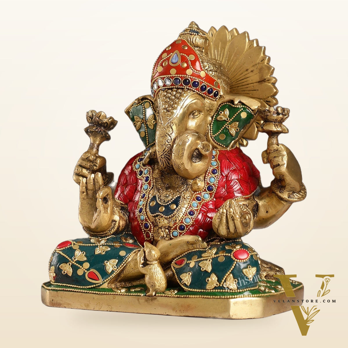 Dagdusheth Ganpati Brass Statue stonework