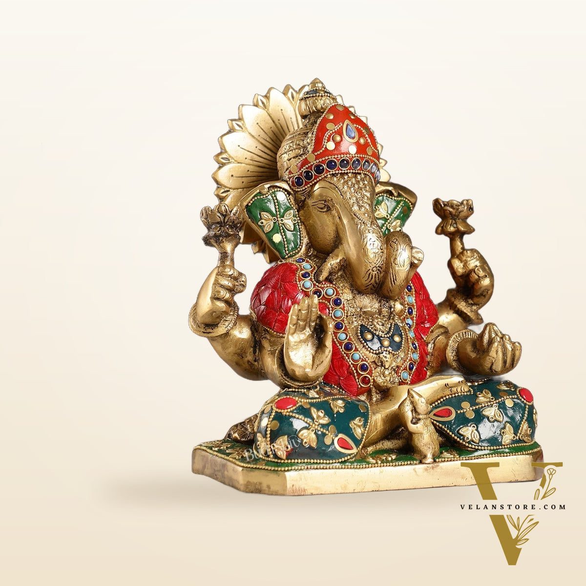 Dagdusheth Ganpati Brass Statue stonework