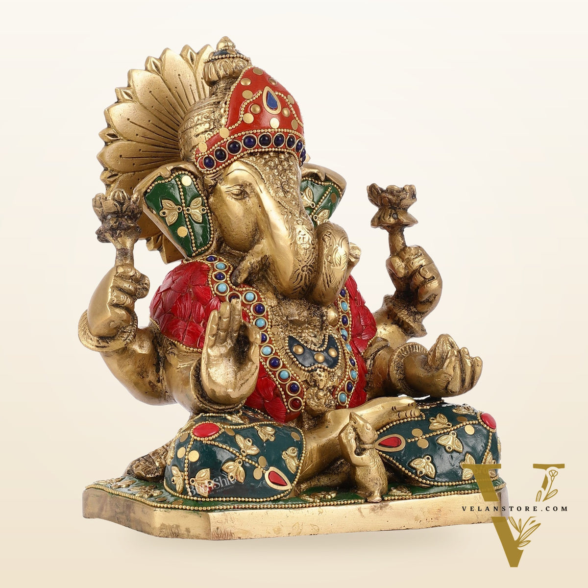 Dagdusheth Ganpati Brass Statue stonework