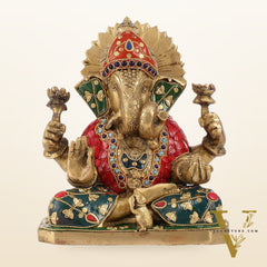 Dagdusheth Ganpati Brass Statue stonework