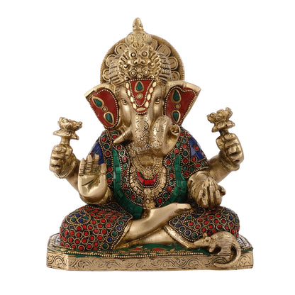 Dagdusheth Ganpati Brass Statue stonework