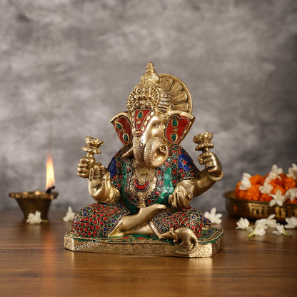 Dagdusheth Ganpati Brass Statue stonework