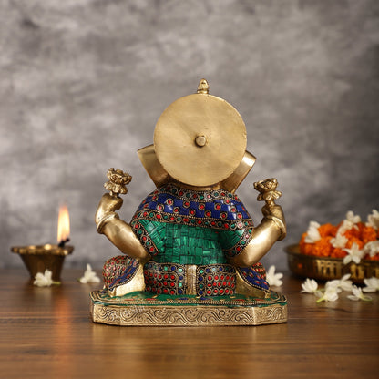 Dagdusheth Ganpati Brass Statue stonework