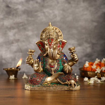 Dagdusheth Ganpati Brass Statue stonework