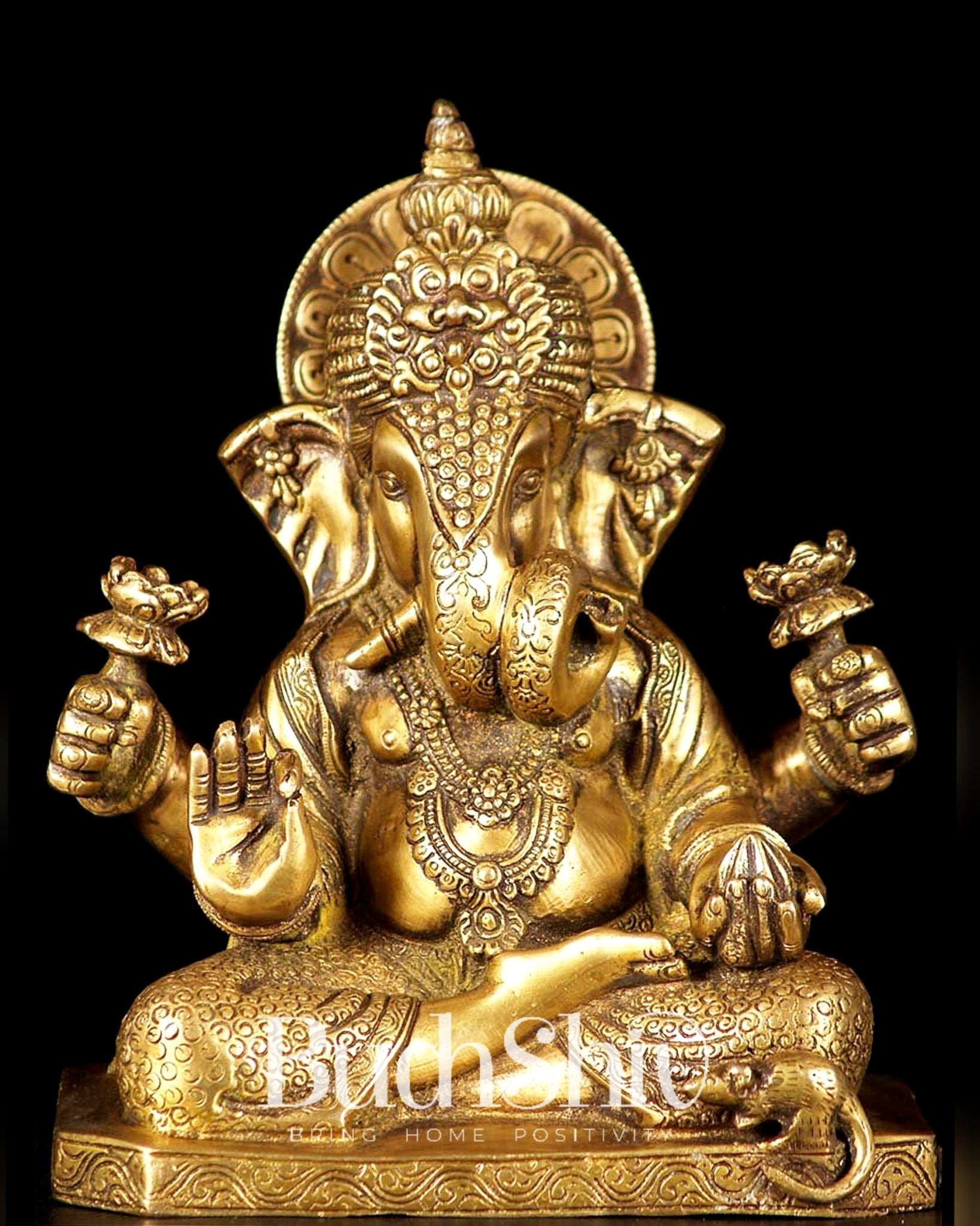 Dagdusheth Ganpati Brass Statue 9 inch