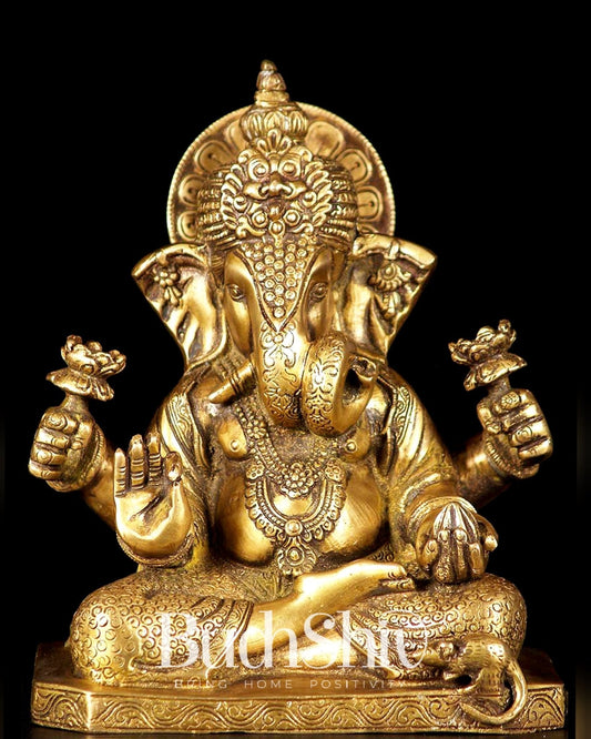 Dagdusheth Ganpati Brass Statue 9 inch