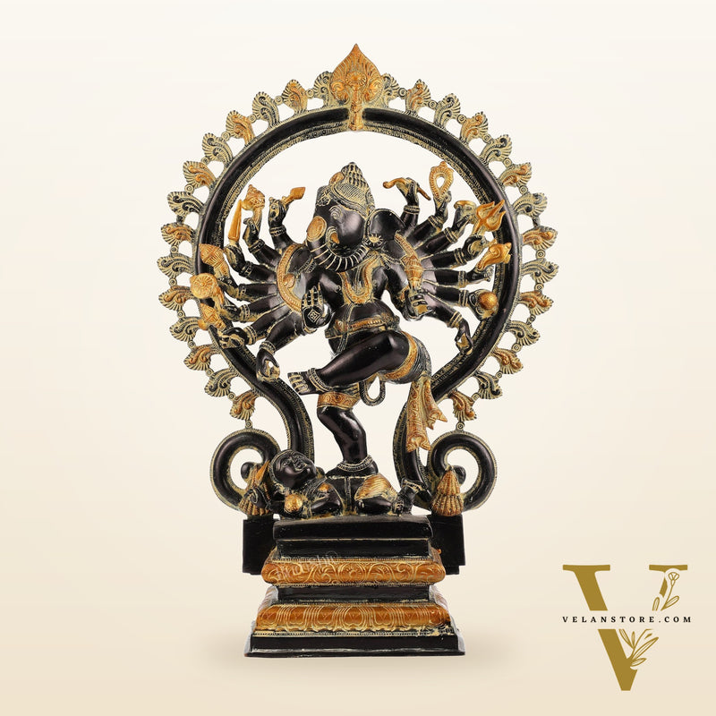 Dancing Ganesha Brass Statue with 16 Arms | 26 inch.