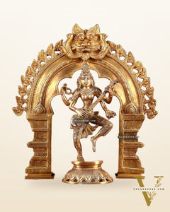 Dancing Saraswati Brass Statue with Golden Prabhavali – 17”