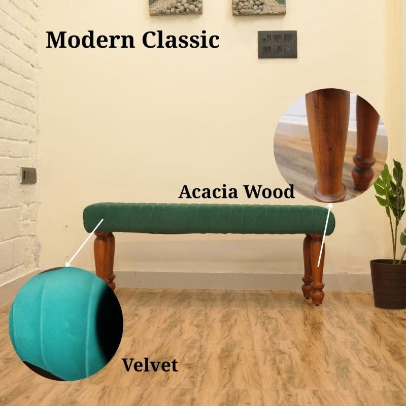 Piccolo Upholstered Bench (Dark Olive Green)