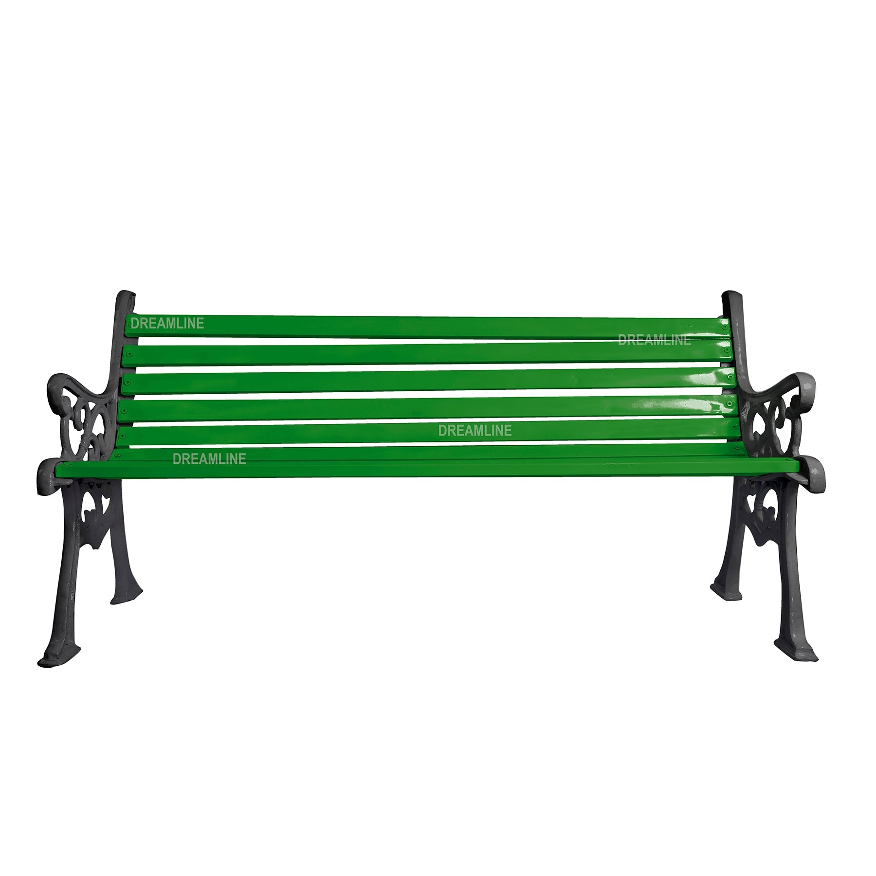 Terra Cast Iron 3 Seater Garden Bench for Outdoor Park - (Black+Green)