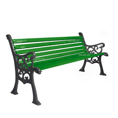 Terra Cast Iron 3 Seater Garden Bench for Outdoor Park - (Black+Green)