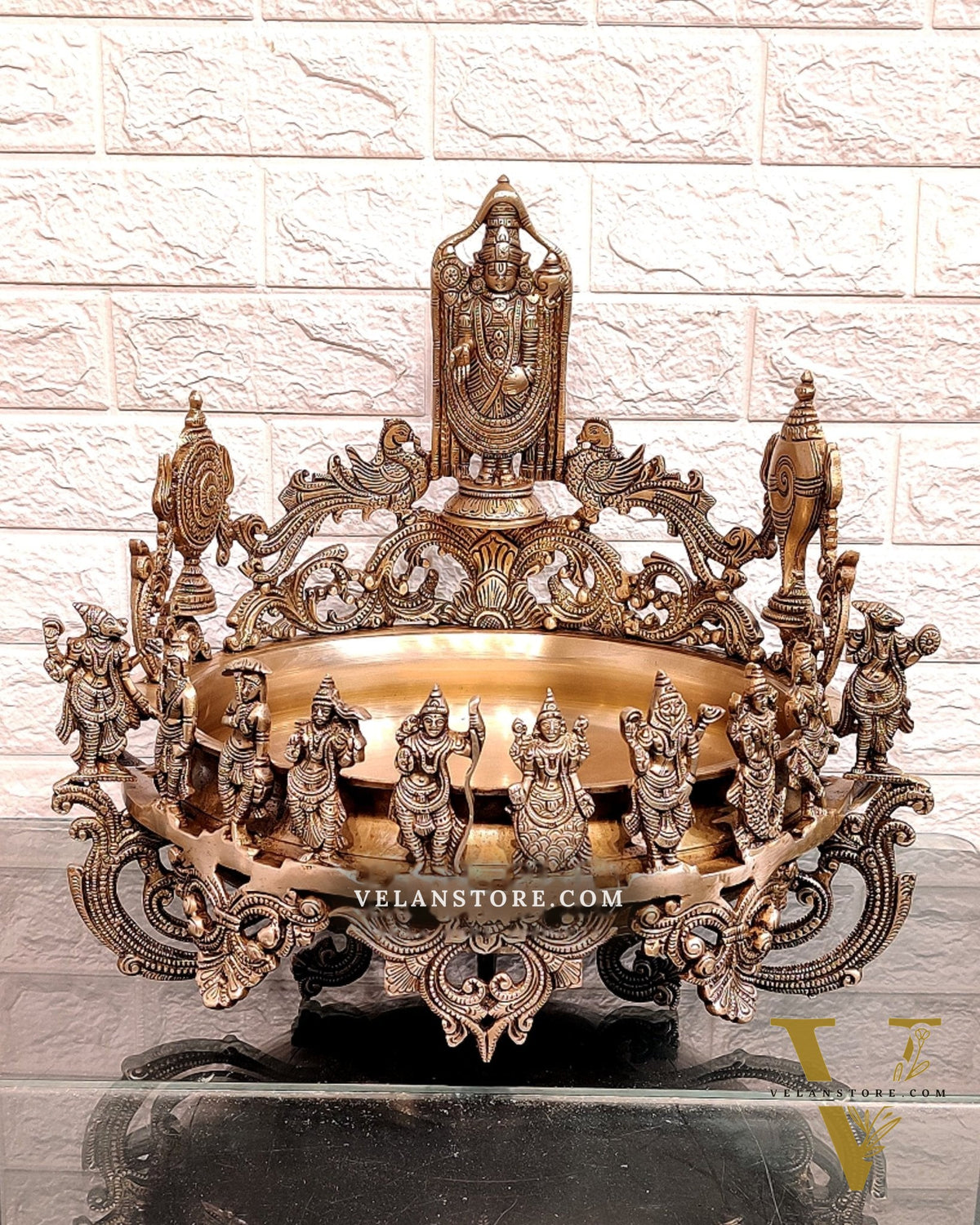 Dashavatar Pure Brass Urli large