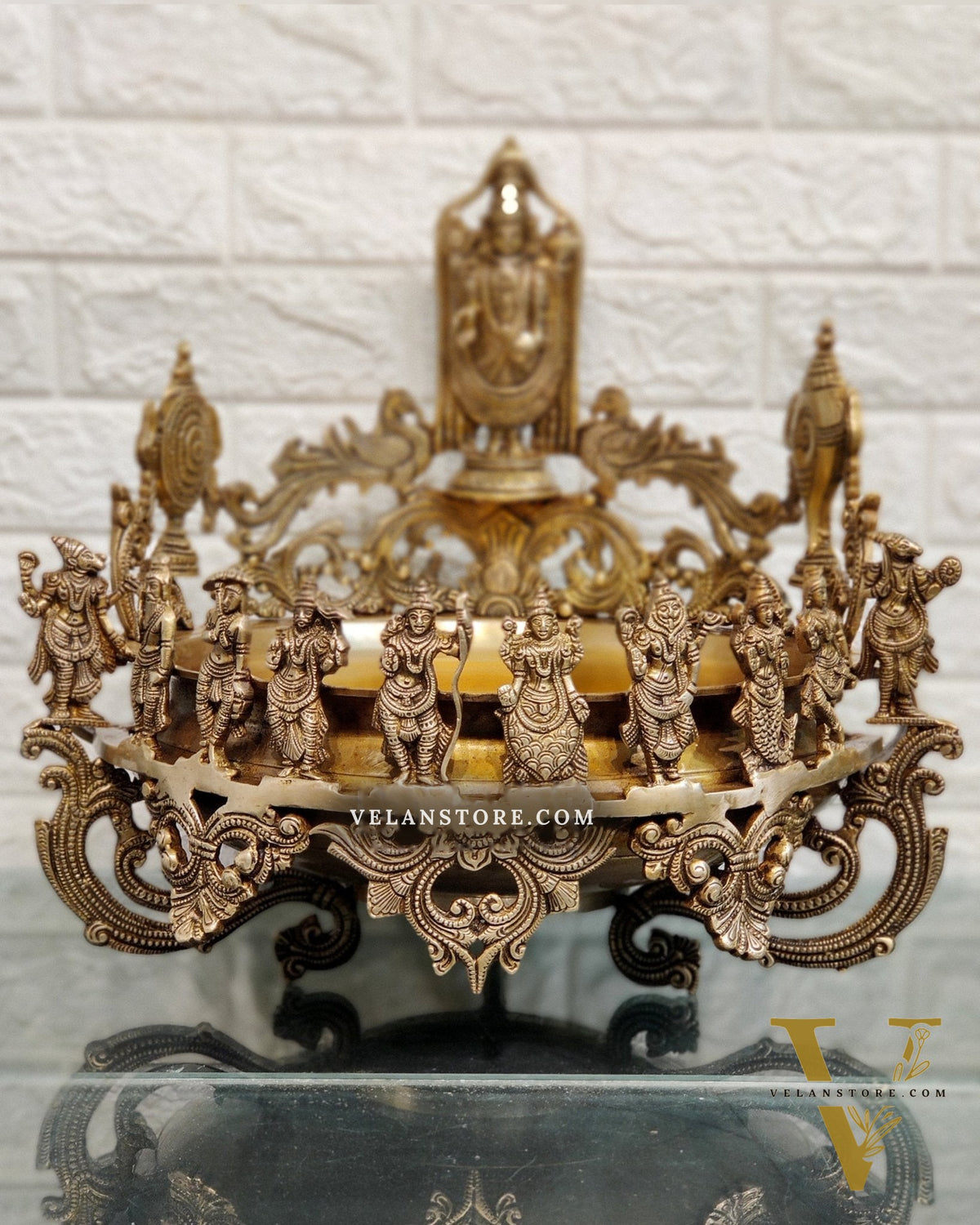 Dashavatar Pure Brass Urli large