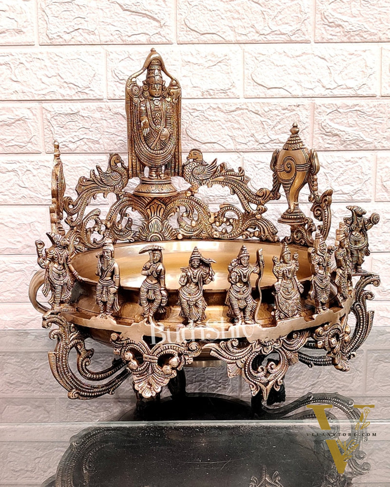 Dashavatar Pure Brass Urli large