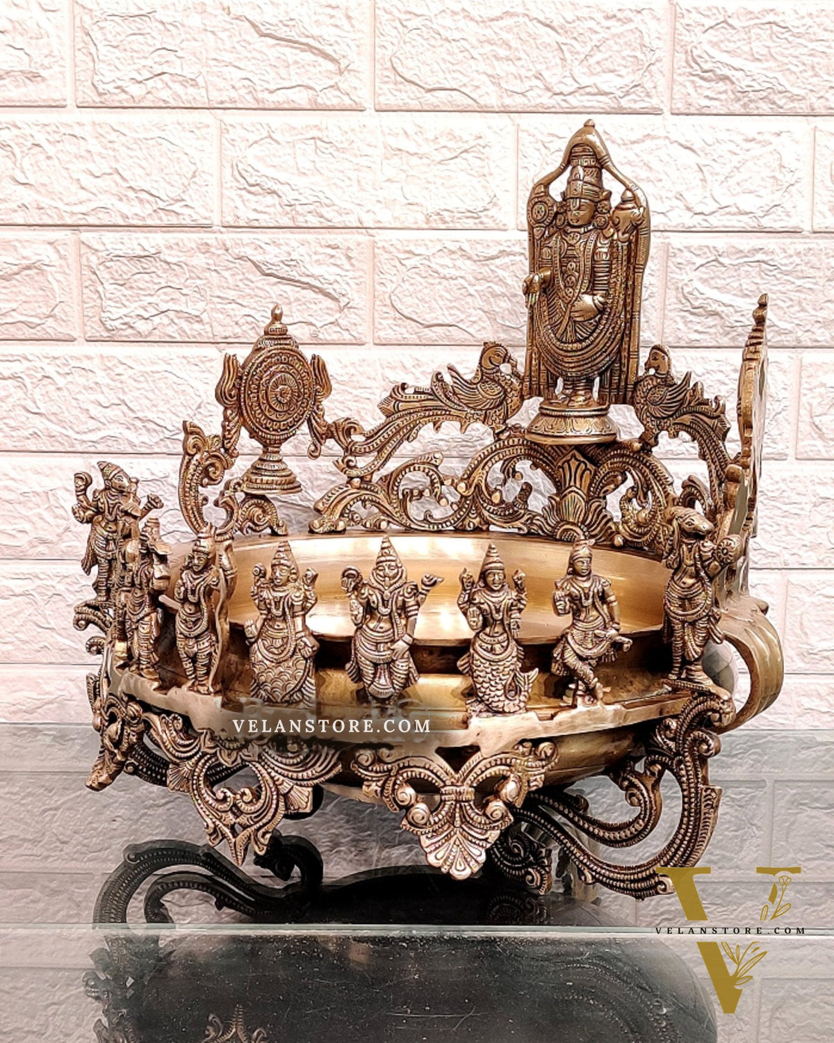 Dashavatar Pure Brass Urli large