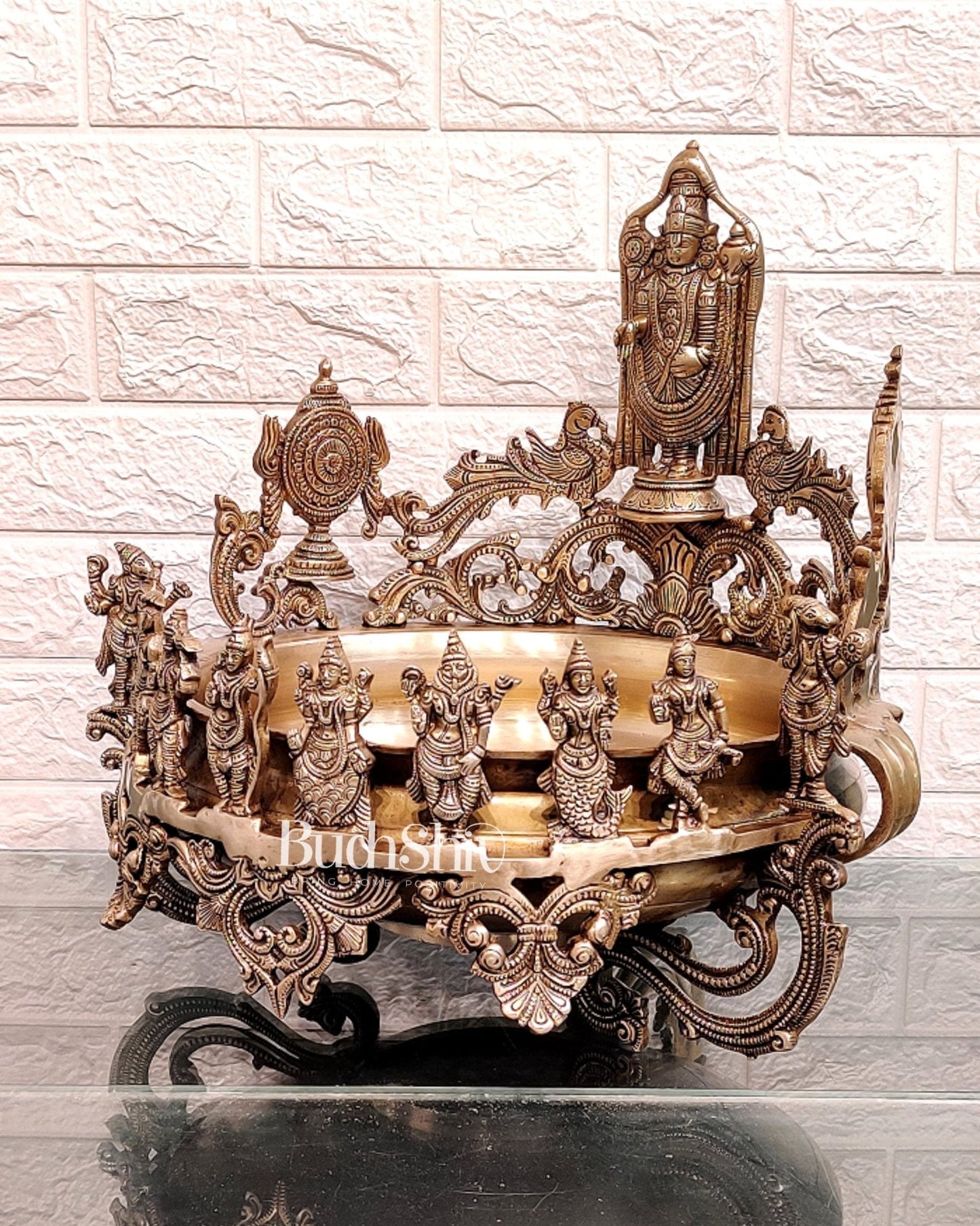 Dashavatar Pure Brass Urli large