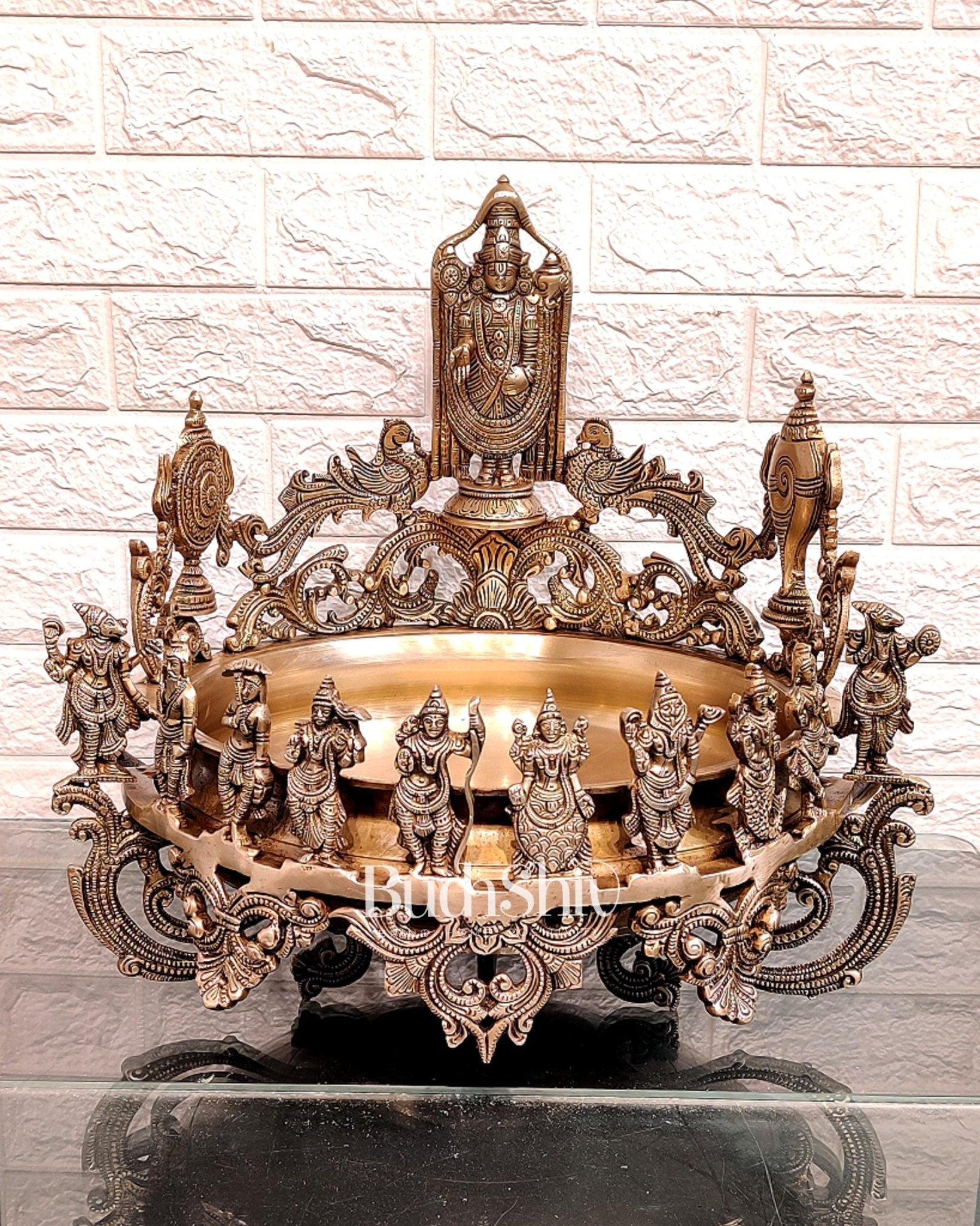 Dashavatar Pure Brass Urli large