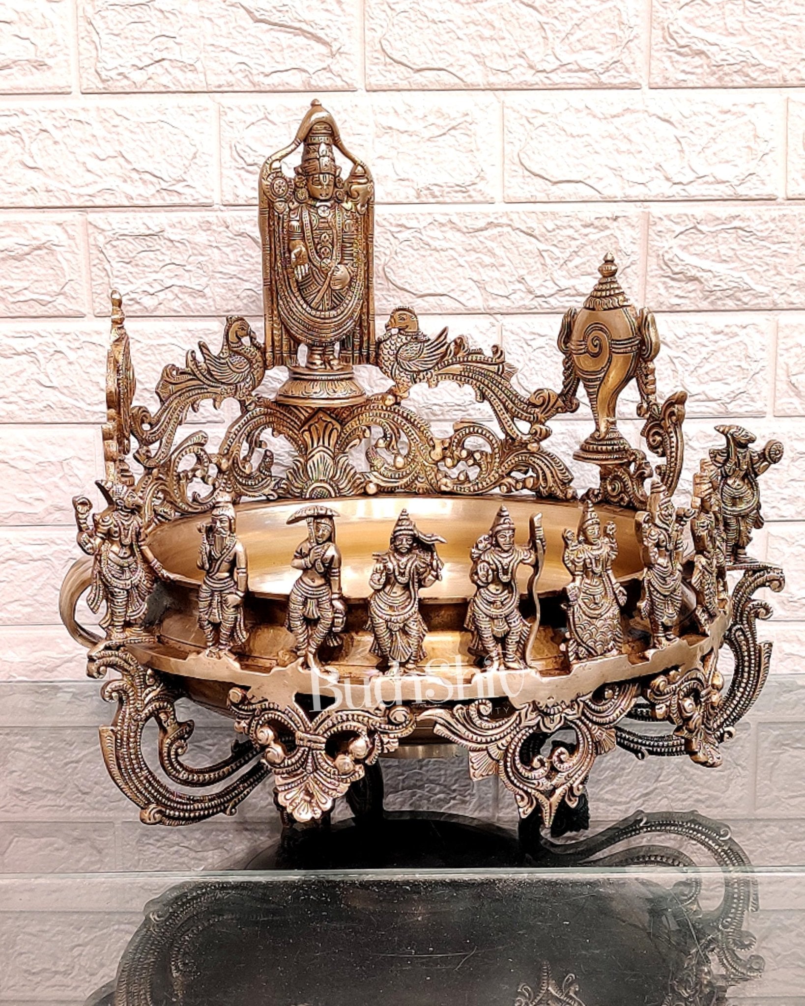 Dashavatar Pure Brass Urli large